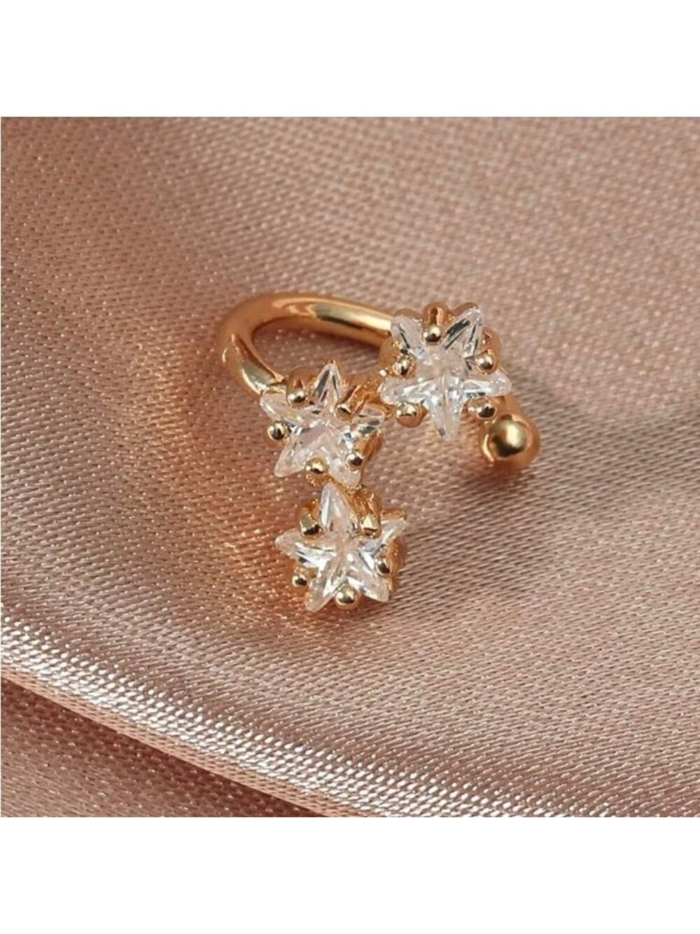 Gold 1pc Rhinestone Ear Cuff - Picture 2 of 2